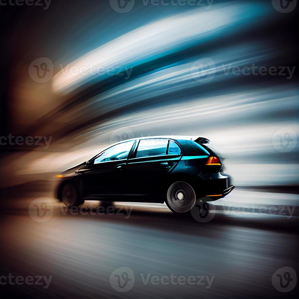 Car racing at high speed, blurred background - AI generated image photo