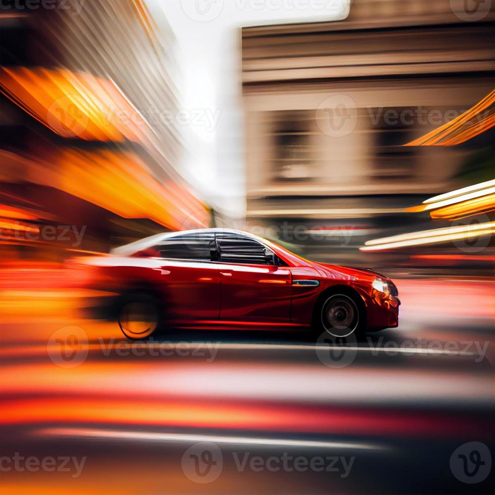 coche carreras a alto velocidad, borroso antecedentes - ai generado imagen foto