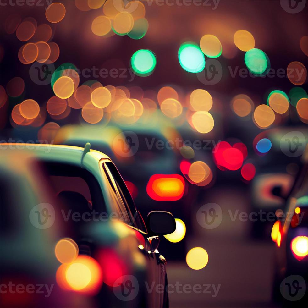 Traffic jam, blurred bokeh background - AI generated image photo