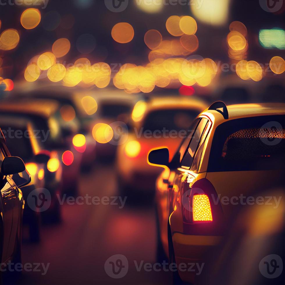 Traffic jam, blurred bokeh background - AI generated image photo