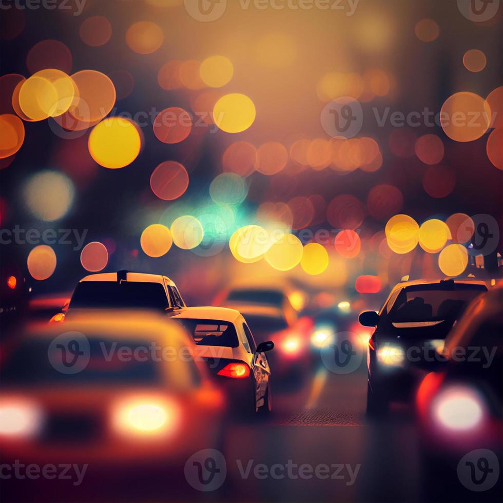 Traffic jam, blurred bokeh background - AI generated image photo