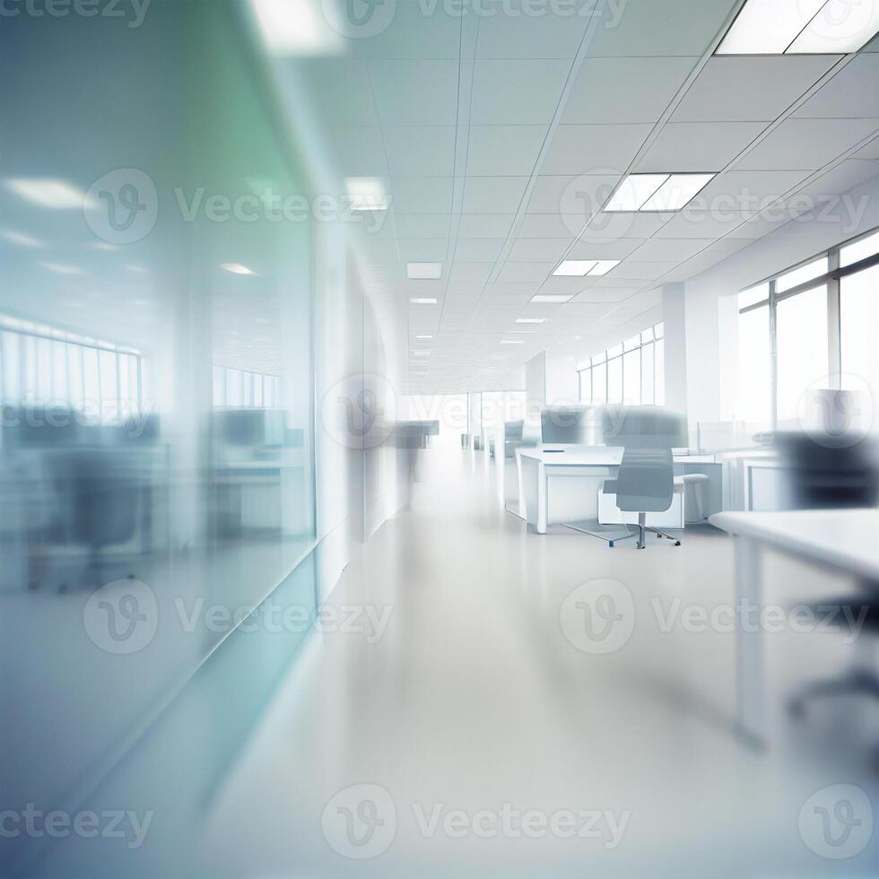 Light spacious large office, blurred stylish background - image photo