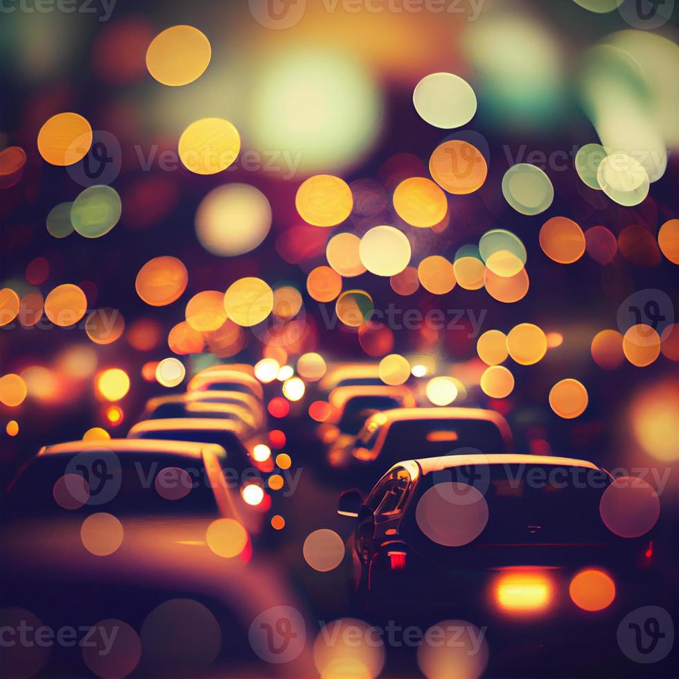 Traffic jam, blurred bokeh background - AI generated image photo
