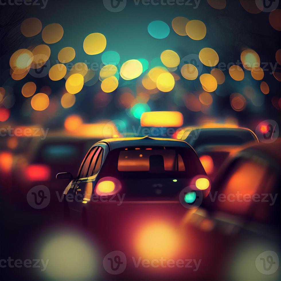 Traffic jam, blurred bokeh background - AI generated image photo