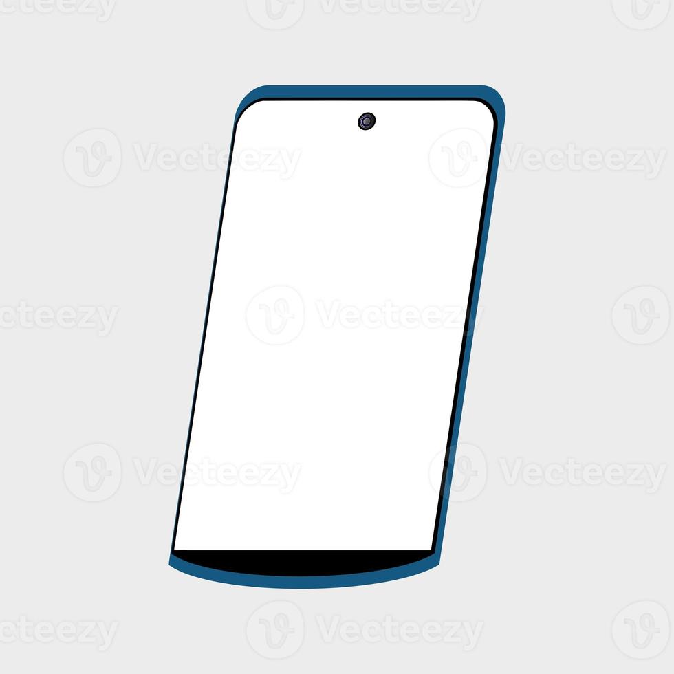 Cell Phone Vector Graphic Design having white Screen, Blue border photo