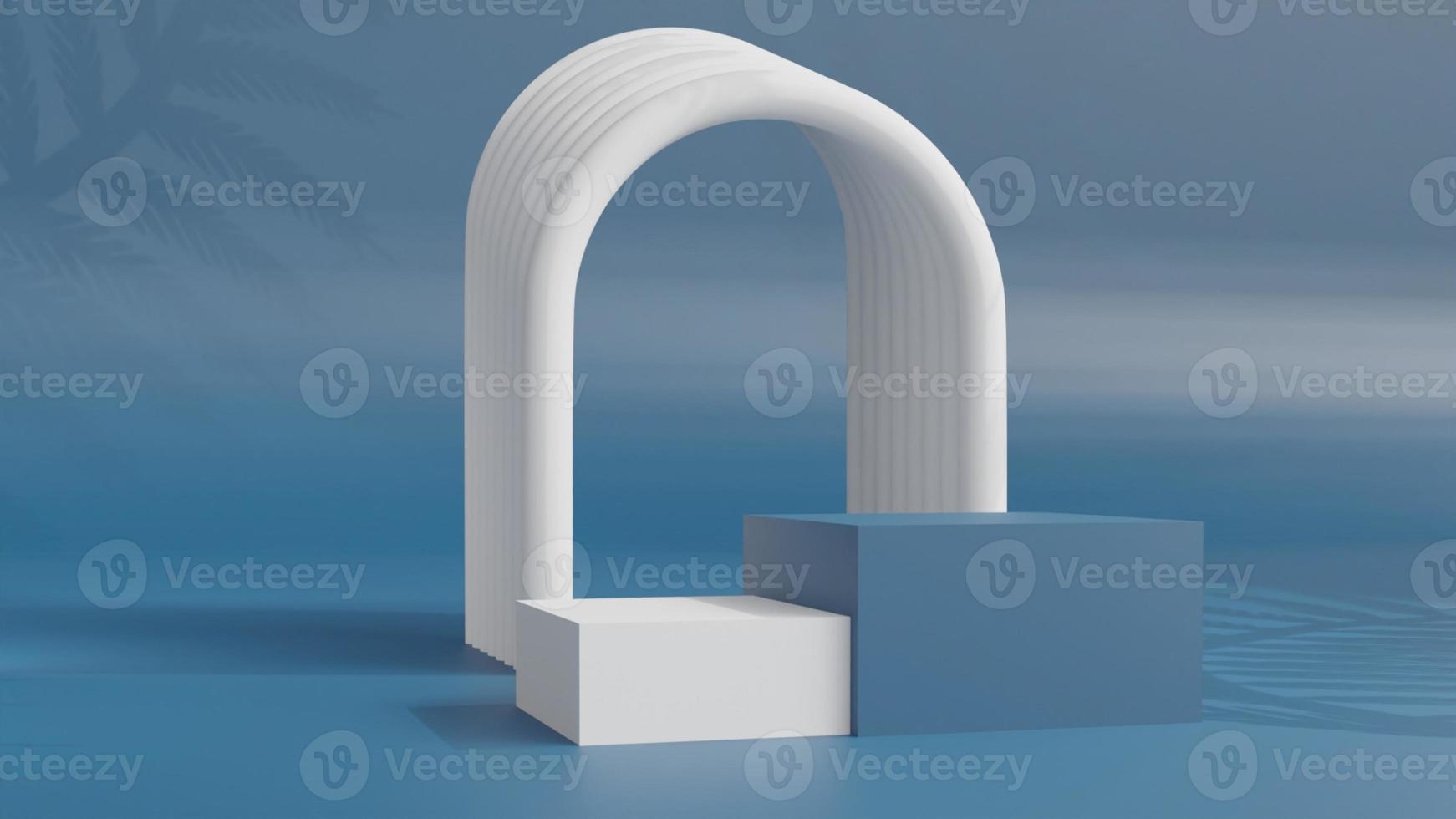 3d product display podium scene with the geometric platform. 3d cylinder stand podium. Commercial background. Geometric forms in modern minimal design. 3d rendering. photo