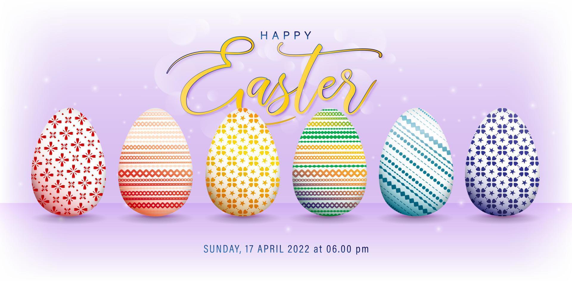 happy easter card with sixth eggs variation, applicable for business sign, ads campaign, social media posts, advertising, advertisement, instagram feeds, decorative digital template season greetings vector