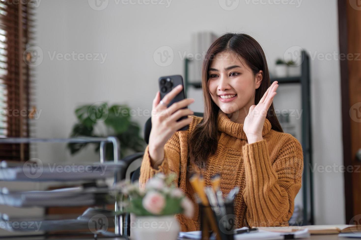 Asian girl student online learning class study online video call zoom