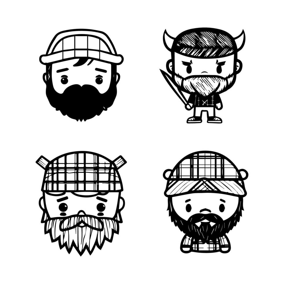 Get ready to chop down some cuteness with our kawaii lumberjack head collection. Each one Hand drawn with love, these illustrations are sure to add some woodsy charm to your project vector