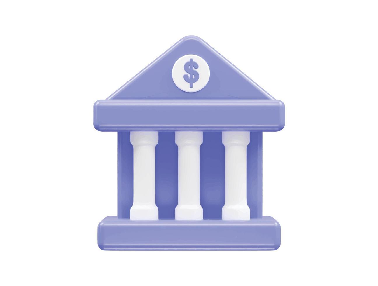 Bank icon 3d render illustration vector element