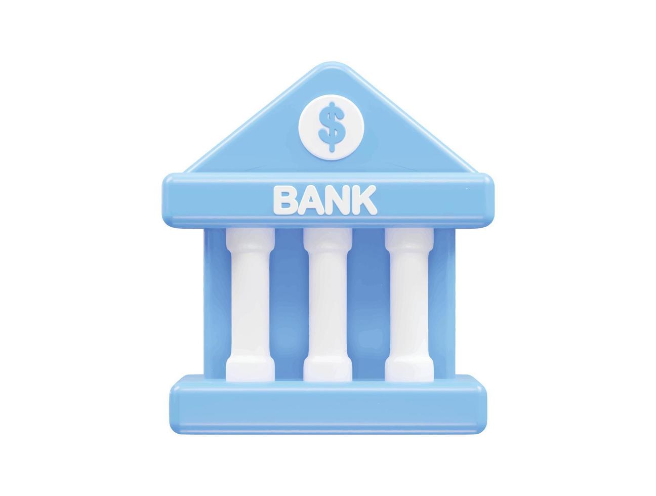 Bank icon 3d render illustration vector element