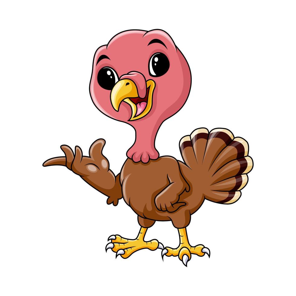 Cute baby turkey waving hand vector