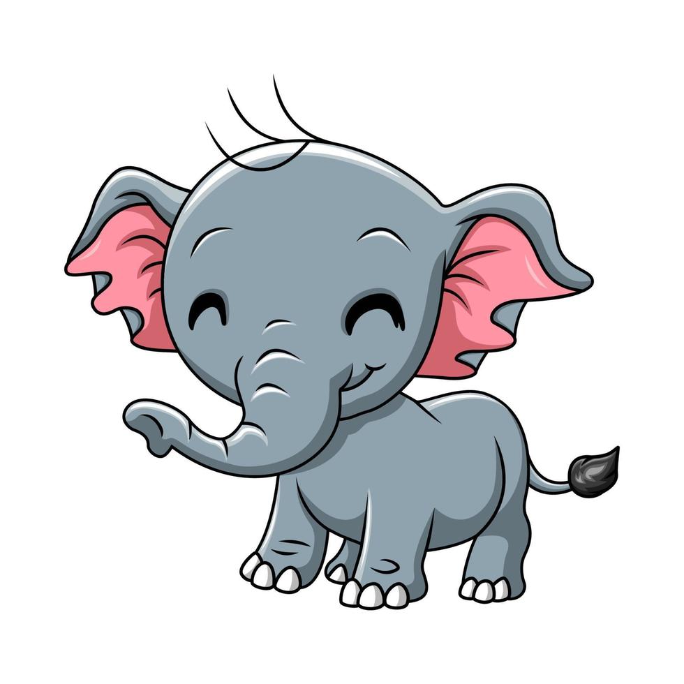 Cute Cartoon happy elephant smile vector