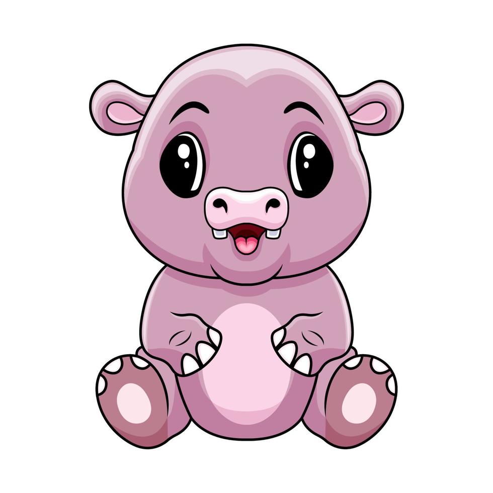 Cute funny hippo a sitting vector