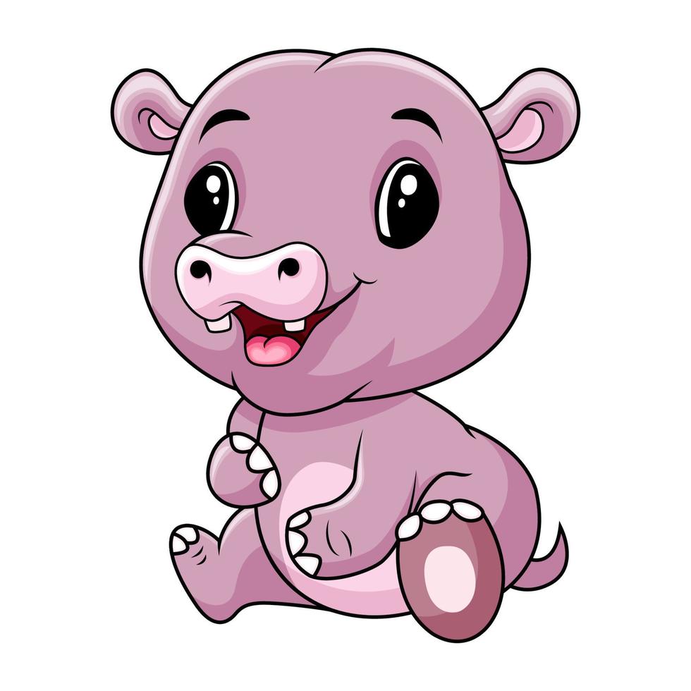Cute funny hippo a sitting vector
