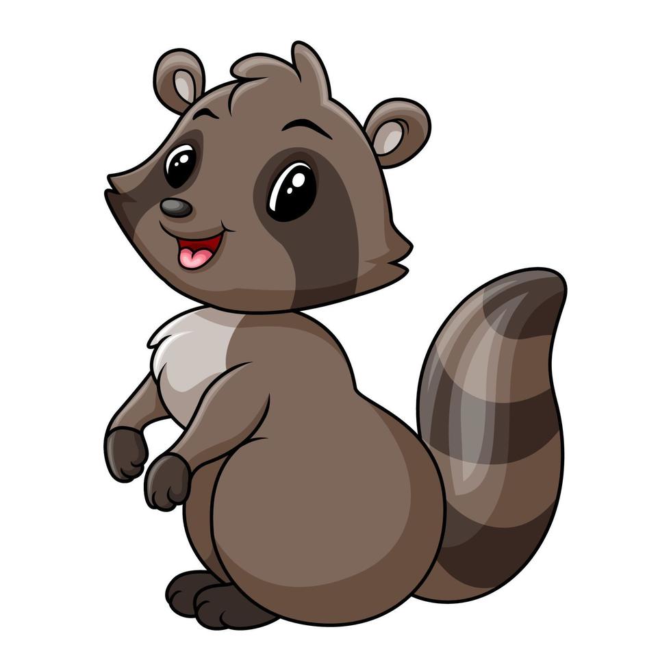 Cute baby racoon funny sitting vector