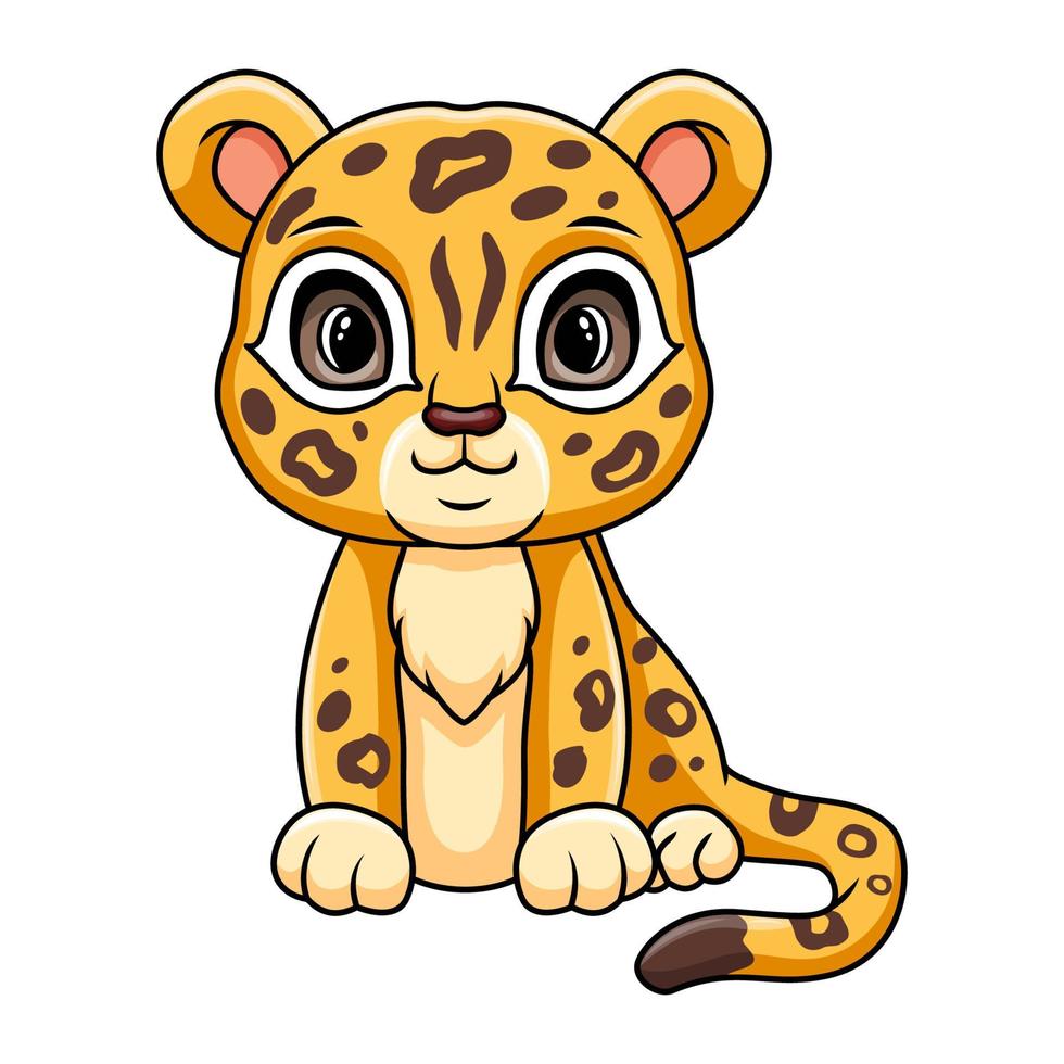 linda gracioso bebé leopardo sentado vector