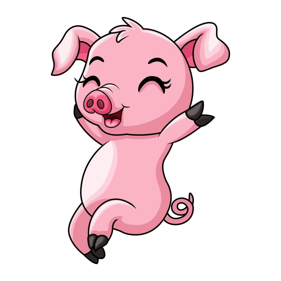 Cartoon little pig a dancing vector