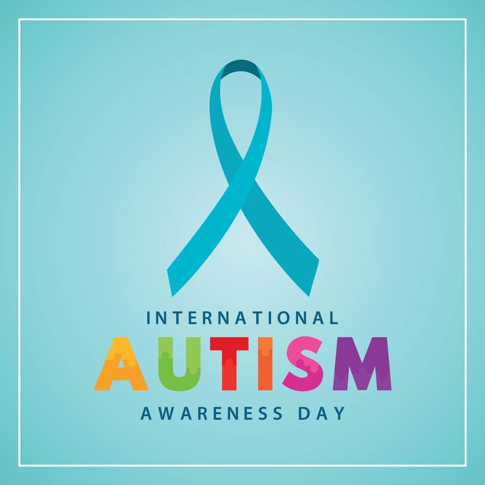 International Autism Awareness Day vector illustration social media post banner with colorful ribbon and puzzle as symbol of mental autistic spectrum disorders