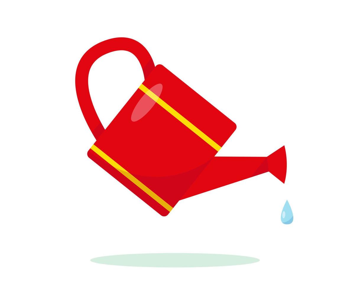 Watering can with drop of water on white background. Spring or summer gardening icon vector illustration.