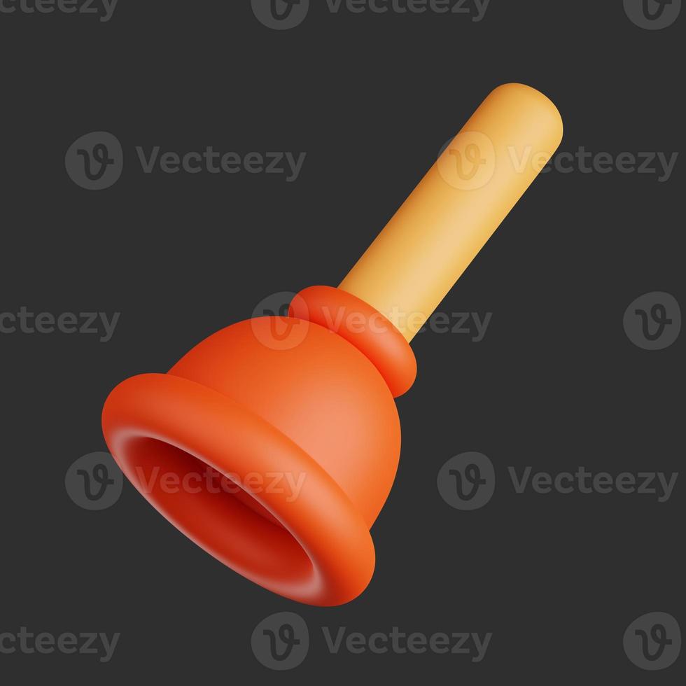 Simple Style 3D Illustration of a Drain Plunger - Isolated Image photo