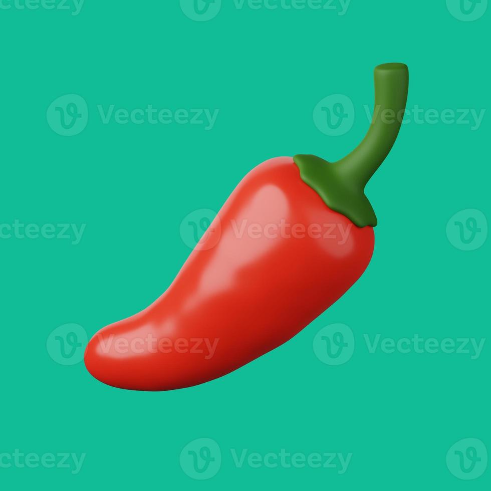 Simple Style 3D Rendering of Red Chili Pepper. Isolated Image photo