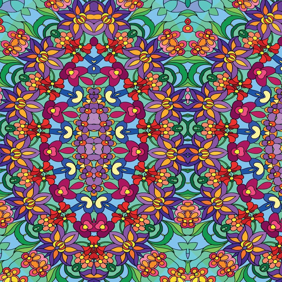 Colorful background with a pattern of flowers and leaves colorful background with a pattern vector