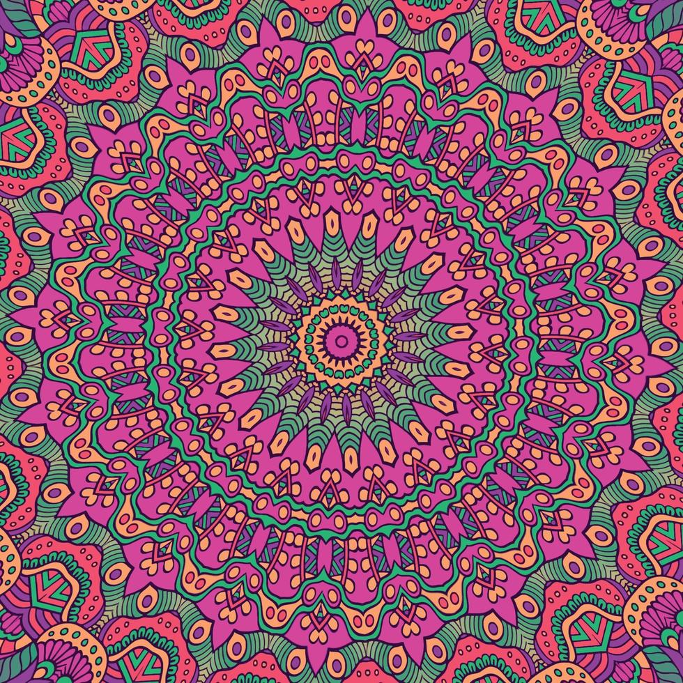 Pink and green background with a pattern of mandalas vector