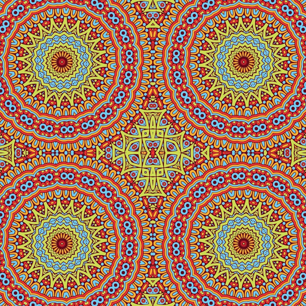 Colorful background with a pattern of circles and flowers vector
