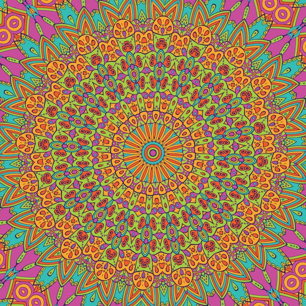 A colorful mandala with a pattern of flowers vector
