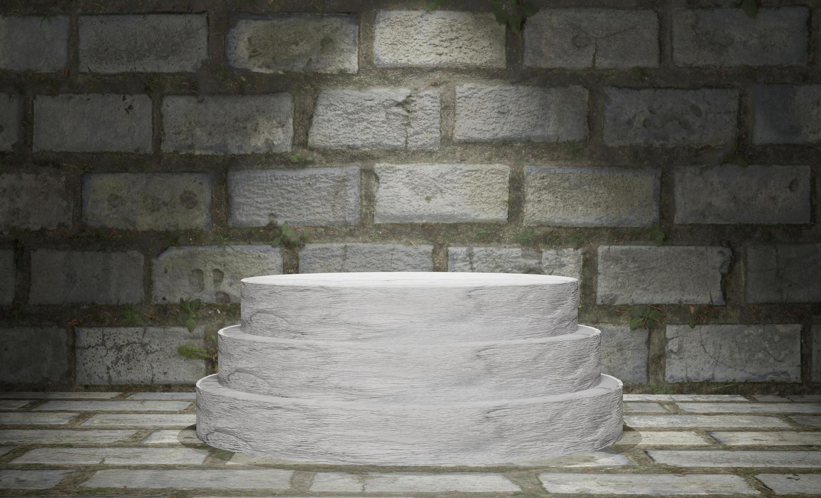 3d podium stage with wall texture background photo