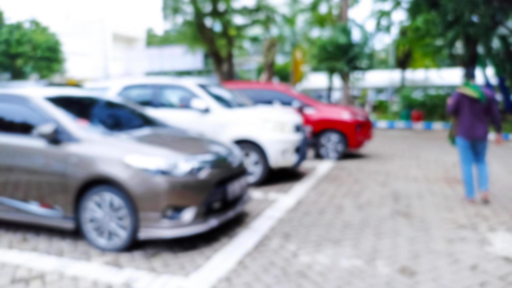 Photo of a car park with a blurred background