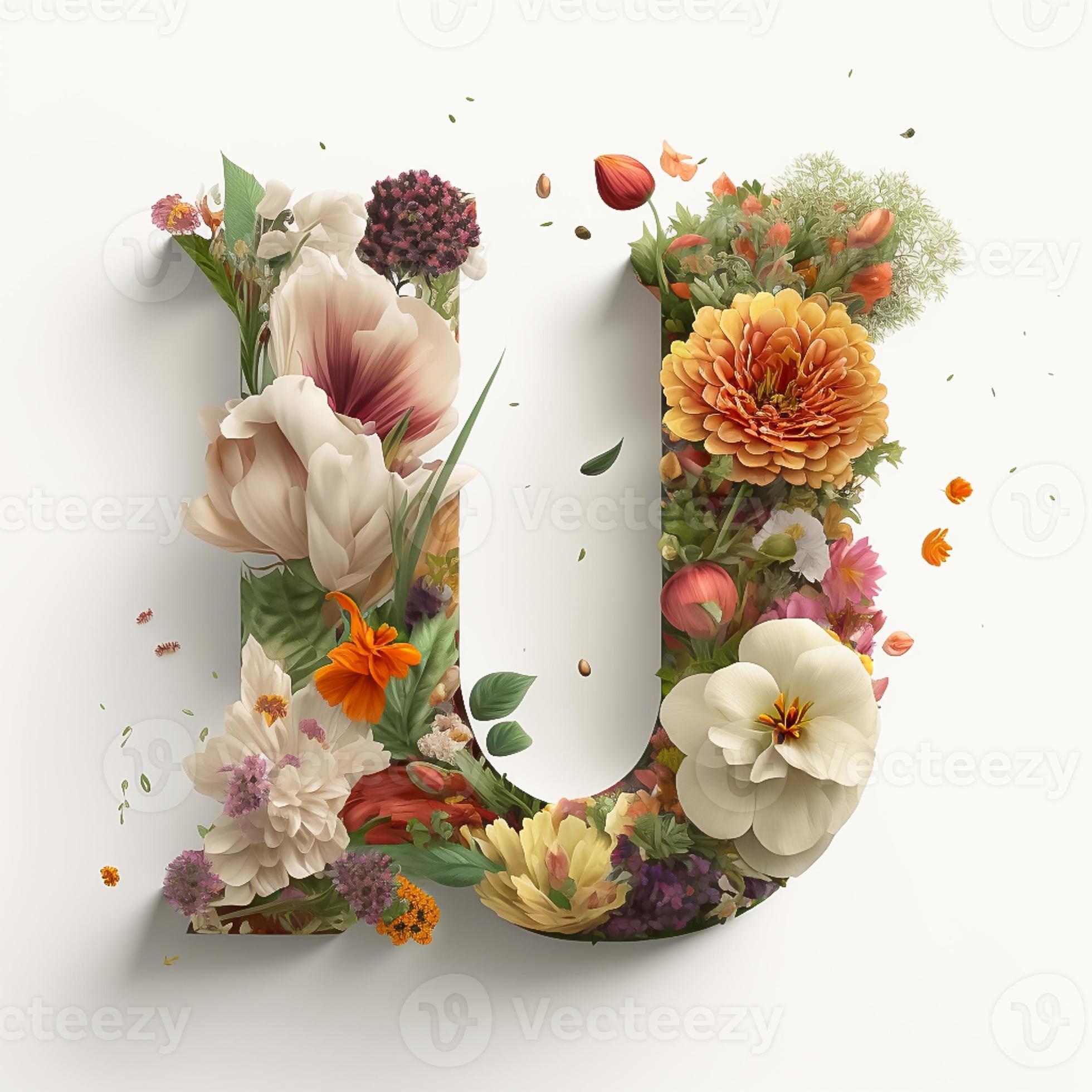 letter U containing flowers on a white background 21704987 Stock Photo at  Vecteezy