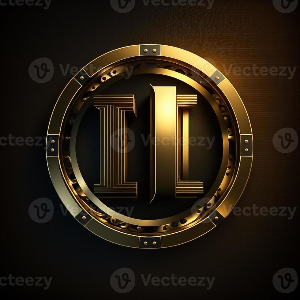 Logo for the letter I with a modern classic style ,3d alphabet on black background photo