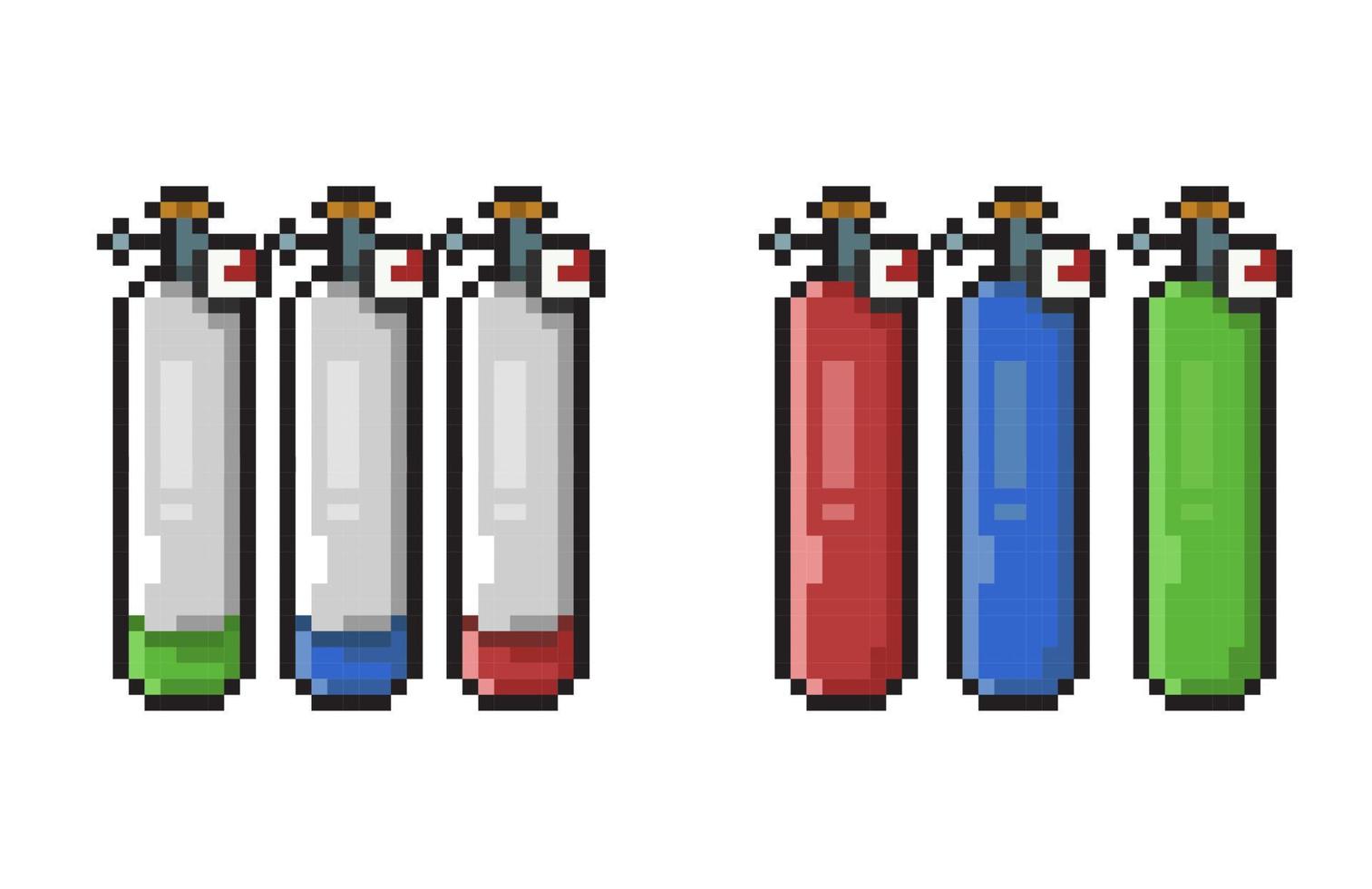 oxygen tube with different color in pixel art style vector