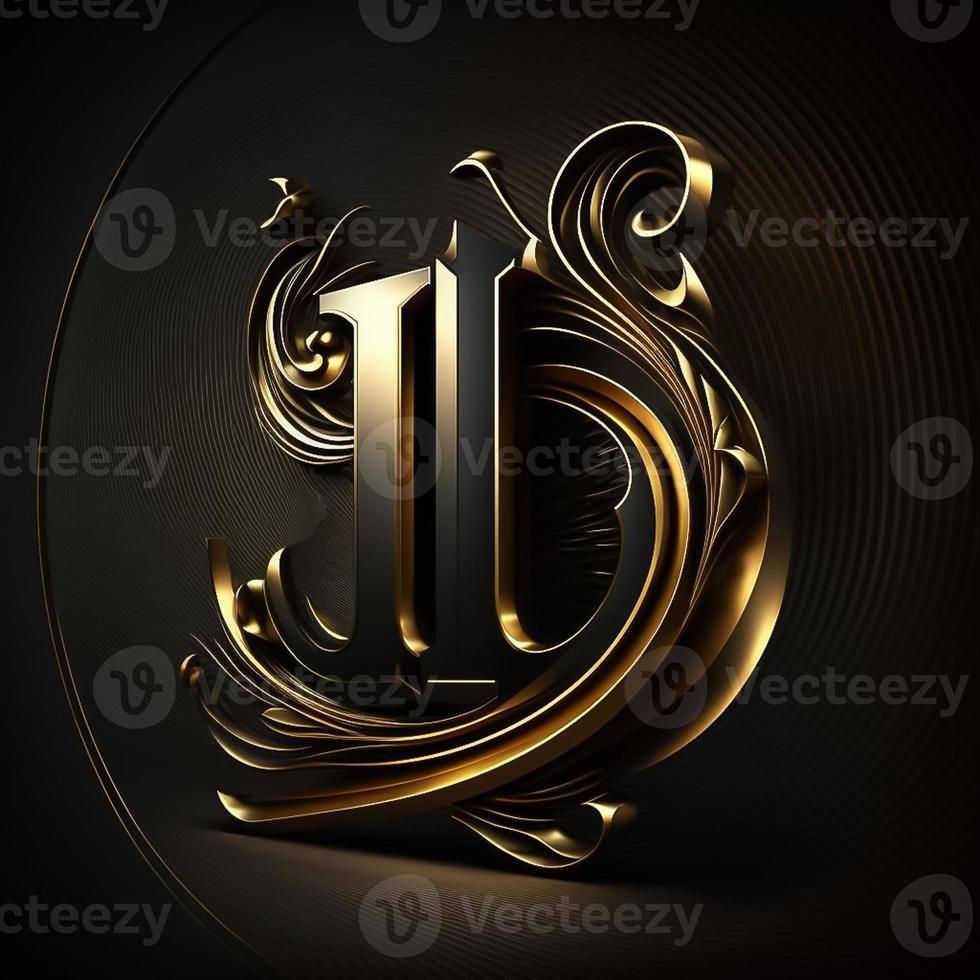 Logo for the letter I and D with a modern classic style ,3d alphabet on black background photo