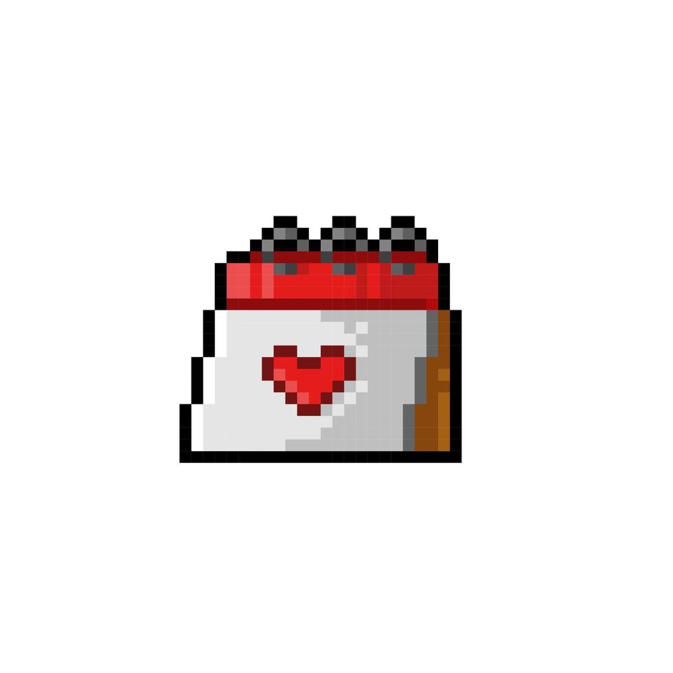 love sign in calendar with pixel art style vector