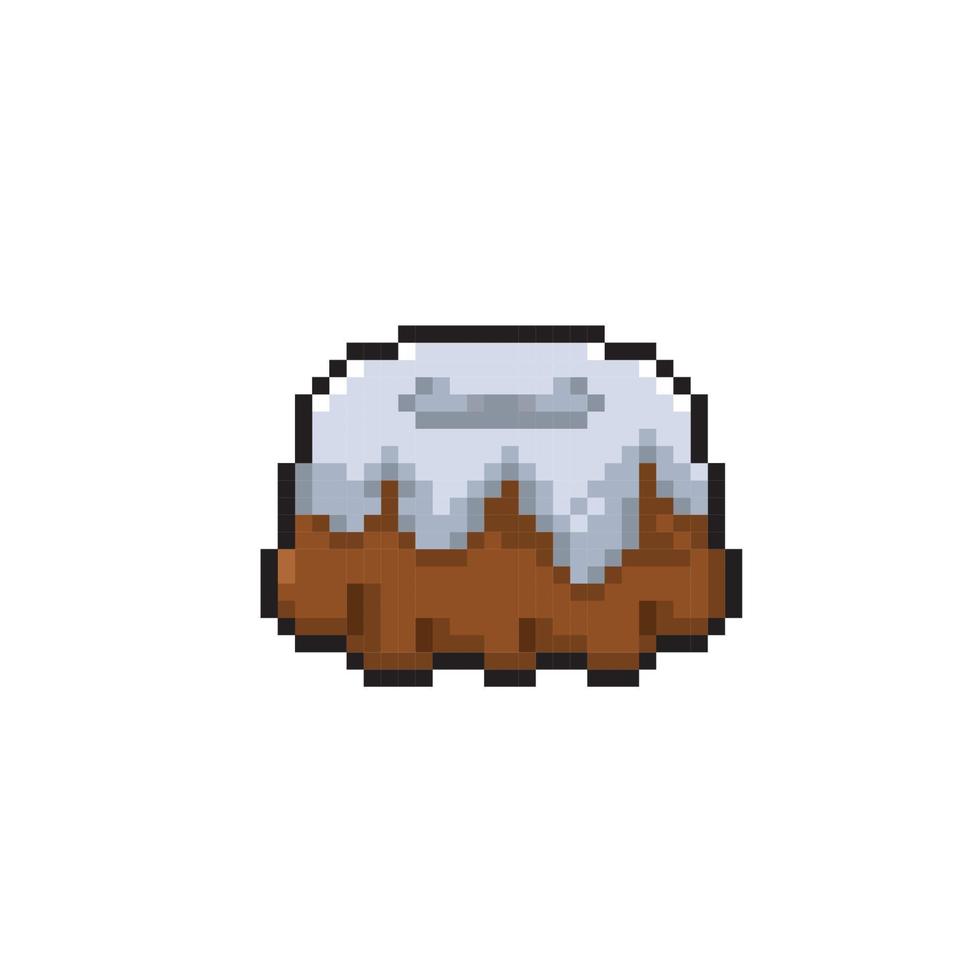 bundt cake in pixel art style vector