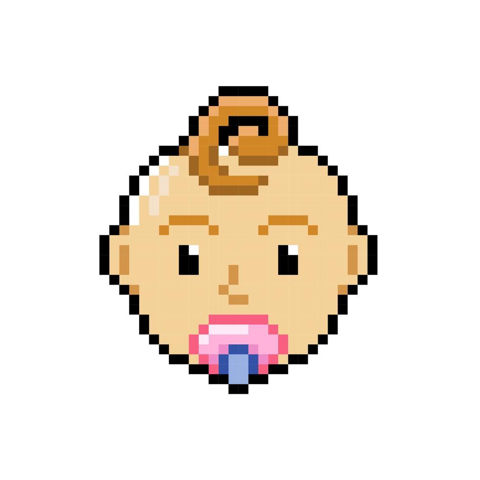 baby head in pixel art style vector