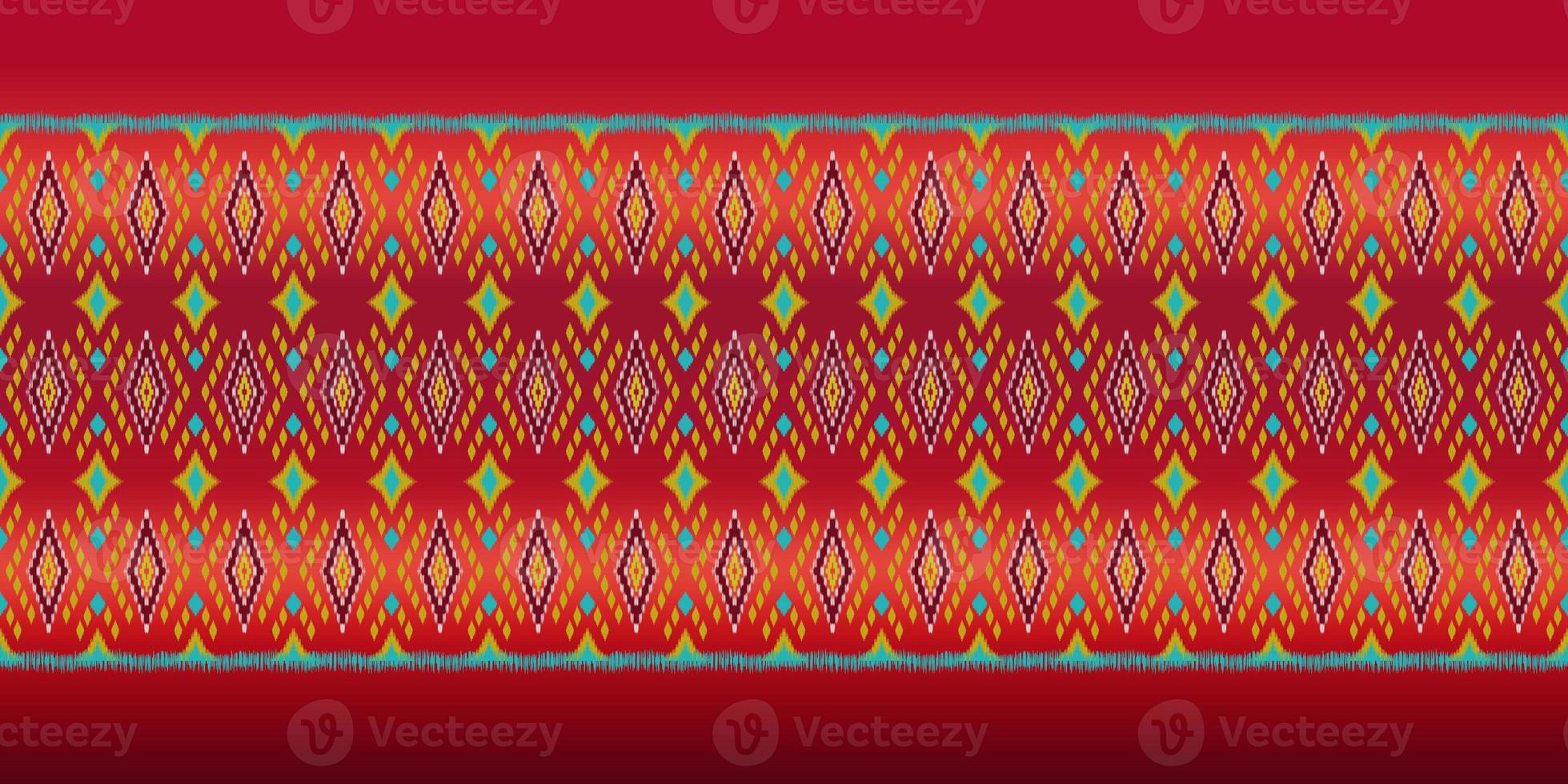 Beautiful colorful Thai knitted embroidery.Geometric ethnic oriental pattern traditional Design for background,carpet,wallpaper,clothing,wrapping,Batik,fabric,Vector embroidery style, clipping path photo