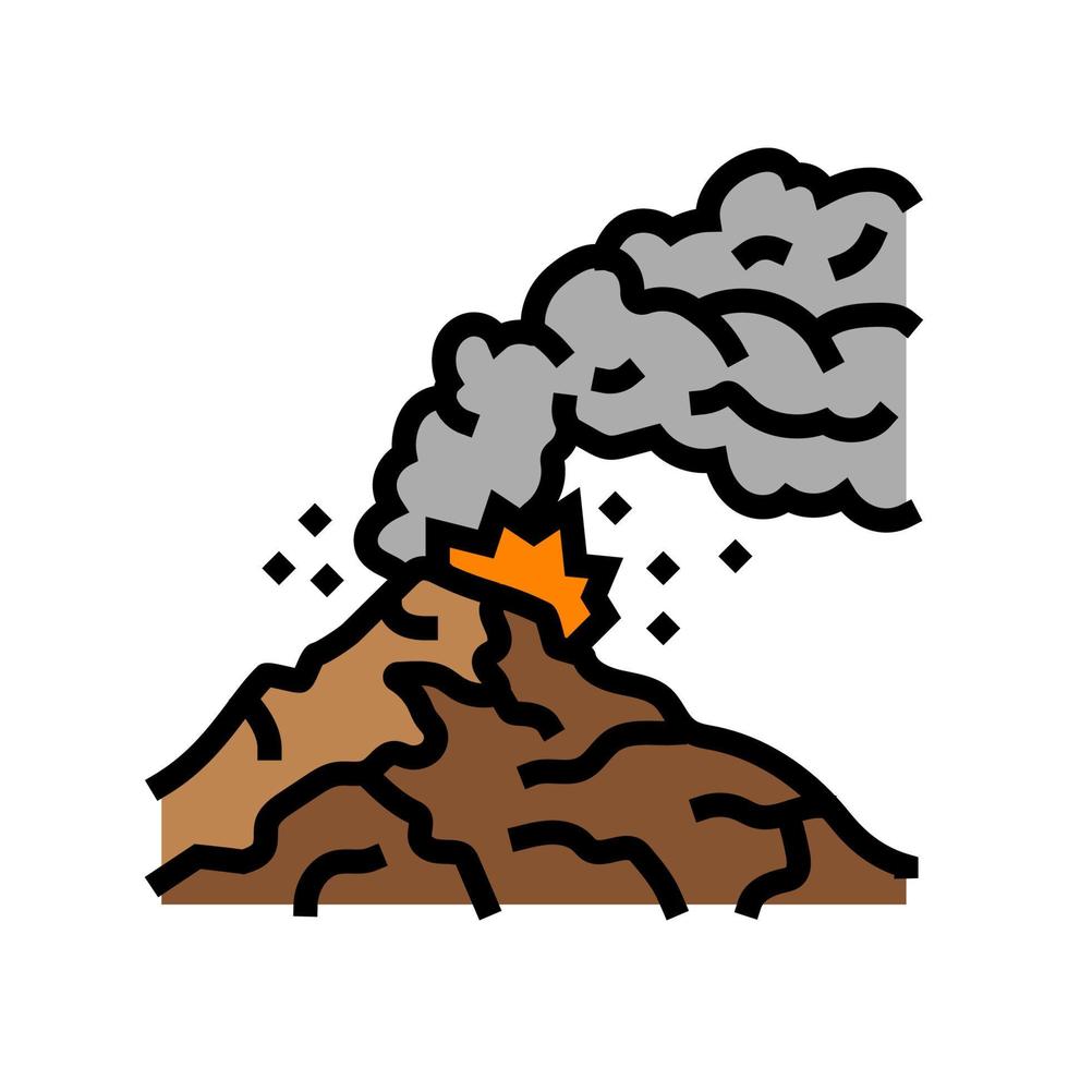 active volcano lava color icon vector illustration