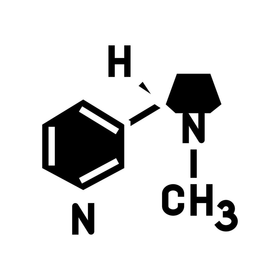 nicotina fórmula glifo icono vector ilustración