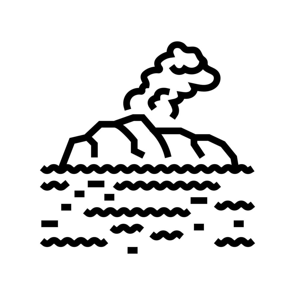 isla volcán línea icono vector ilustración