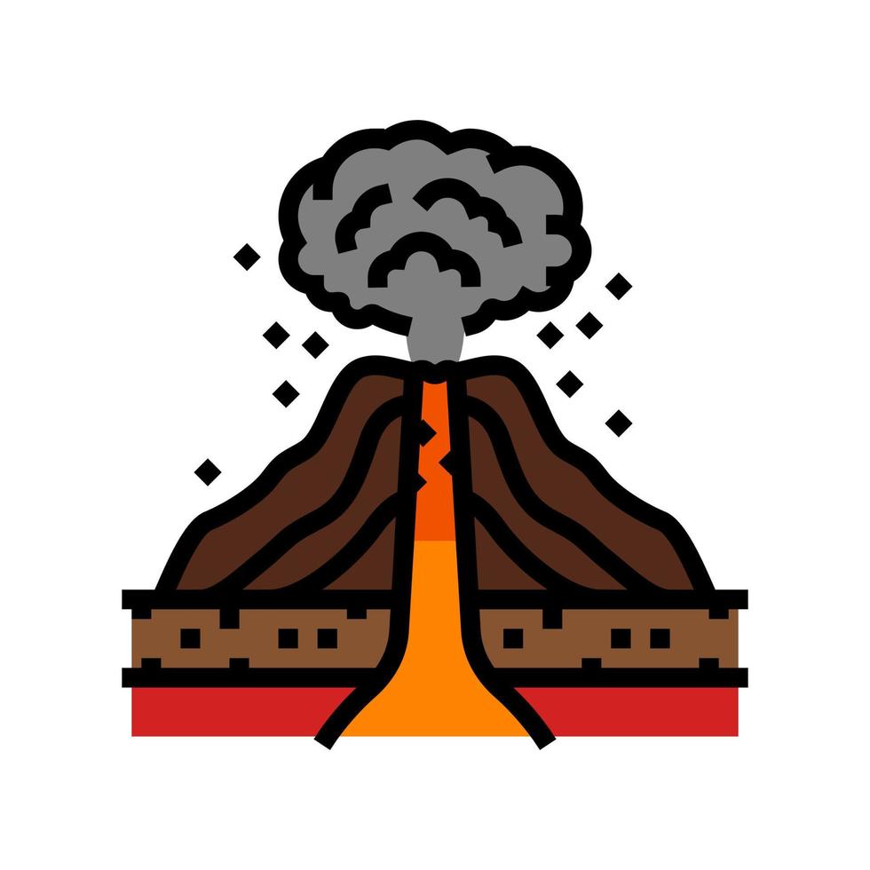 explosivo erupción lava color icono vector ilustración