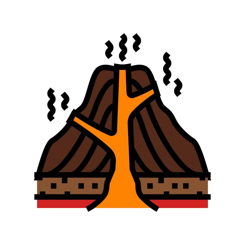 estratovolcán lava color icono vector ilustración