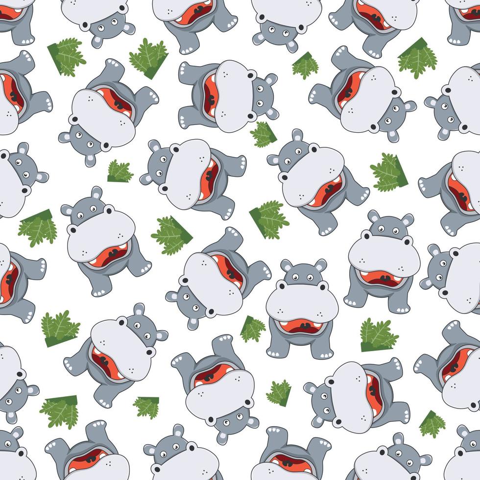 cute little animal play around swamp. Design concept for kids textile print, nursery wallpaper, wrapping paper. Cute funny background. vector