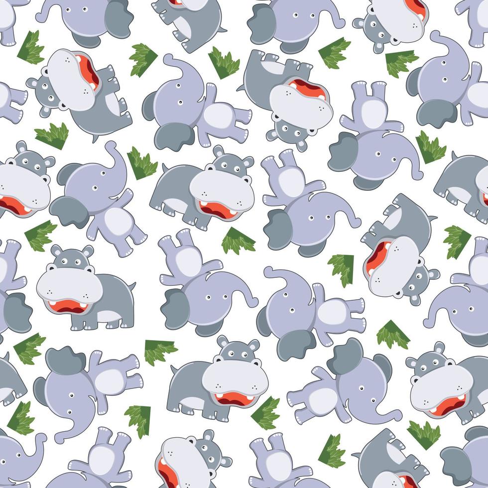 cute little animal play around swamp. Design concept for kids textile print, nursery wallpaper, wrapping paper. Cute funny background. vector