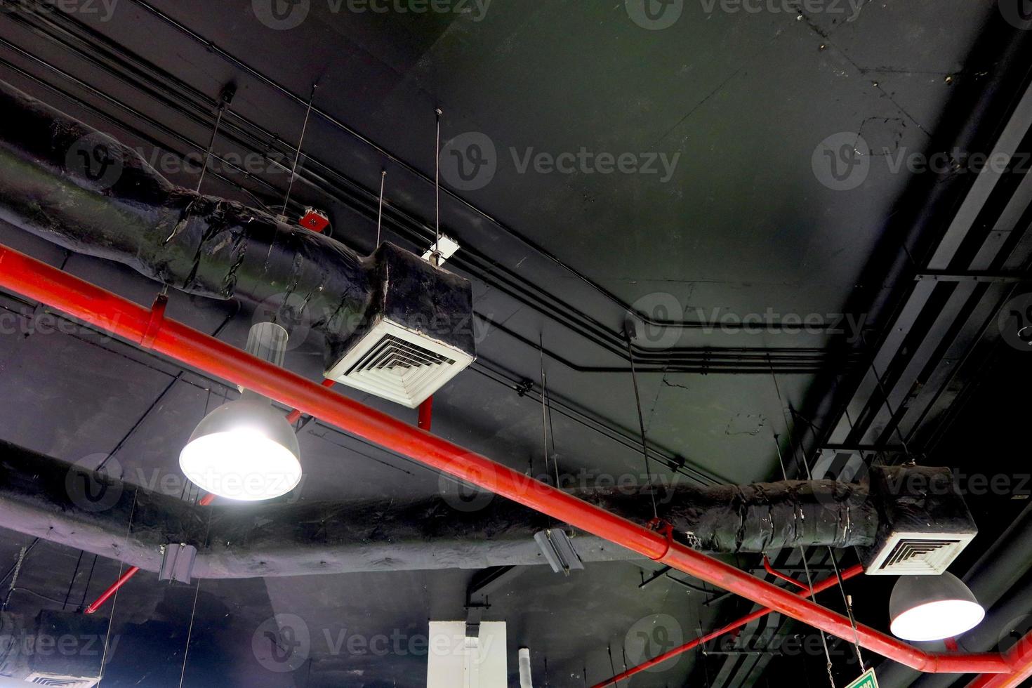 Fire protection system under the post-tension ceiling. photo