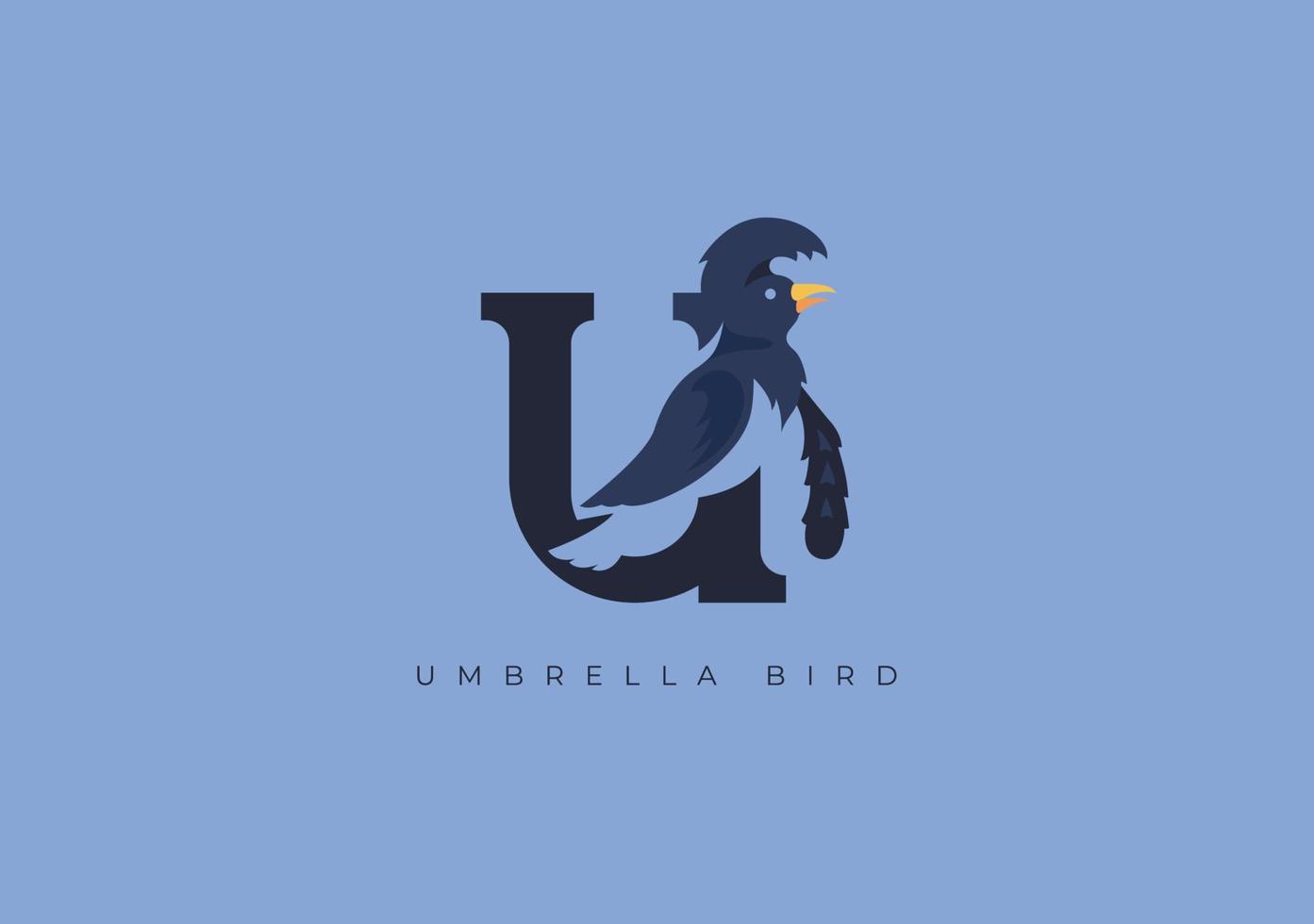 paraguas pájaro monograma, vector logo