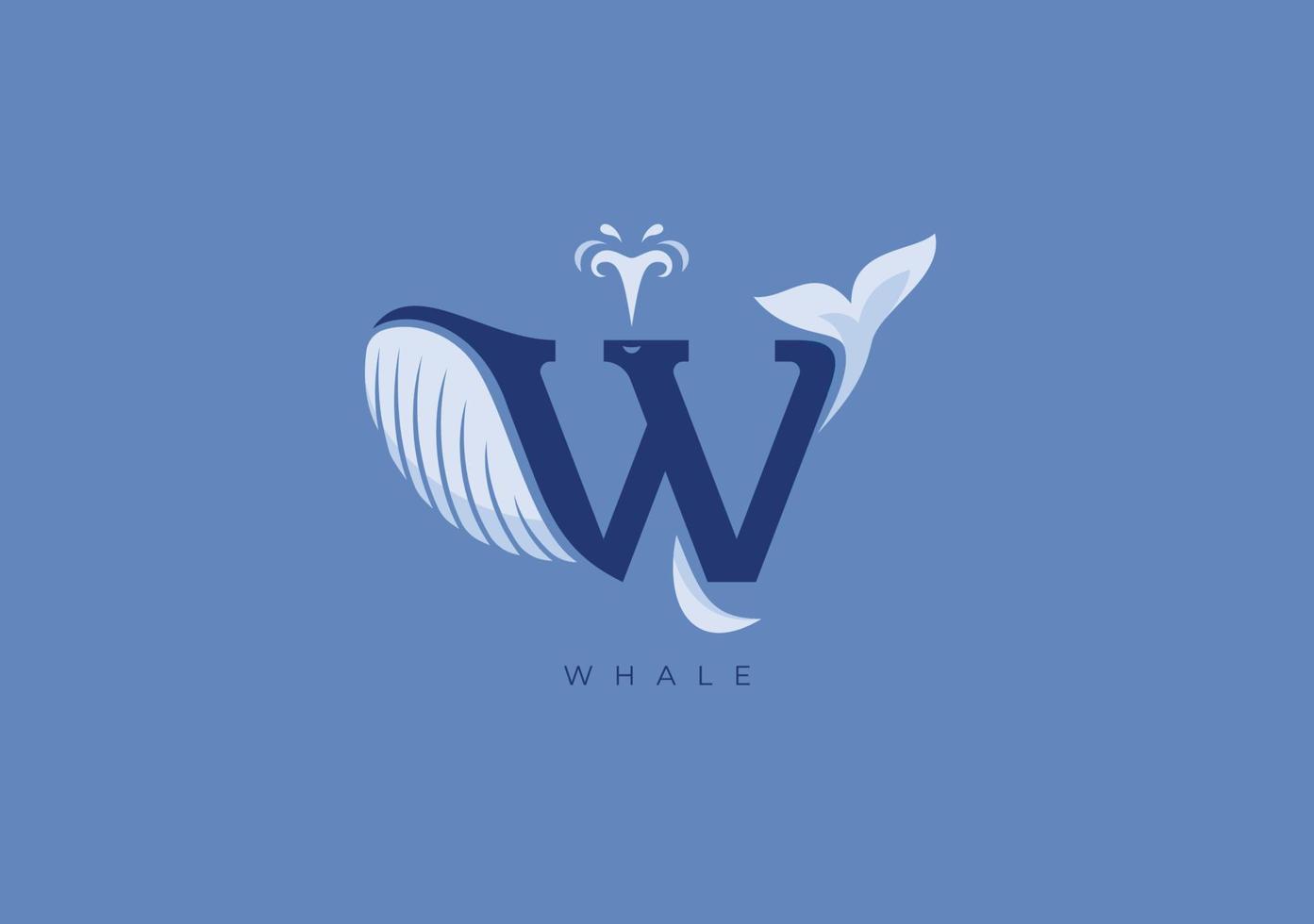 WHALE W MONOGRAM, VECTOR LOGO